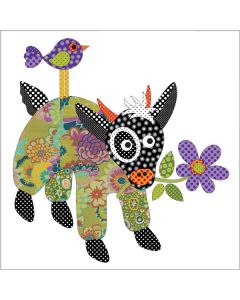 Mama Goat in PJ's  - Green - Applique