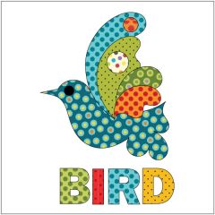 Bird - Retro Dotz - w/ letters - Applique
