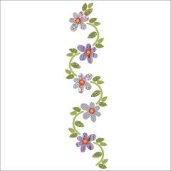 Daisy Dotz Panel - Grey/Purple - Applique