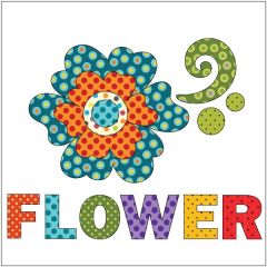 Flower - Retro Dotz - w/ letters - Applique