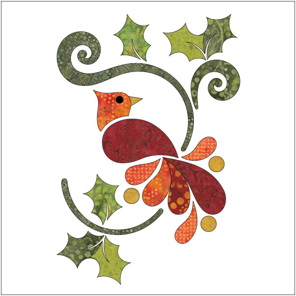 Christmas Cardinal - Batik - Applique Set