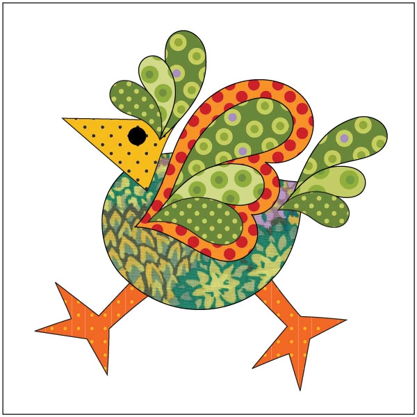Funky Chicken - Green Dotz - Applique