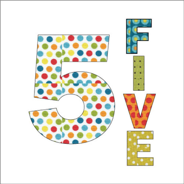 Growing Up - Five - White - Applique