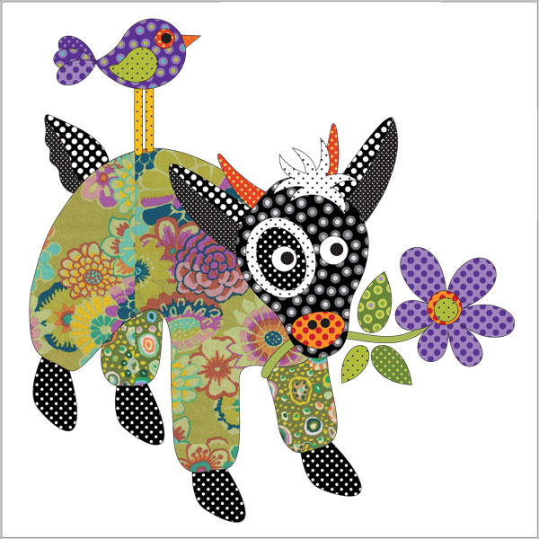 Mama Goat in PJ's  - Green - Applique