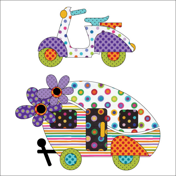 Road Trip - UE Basix - White - Dotz - Applique Set 