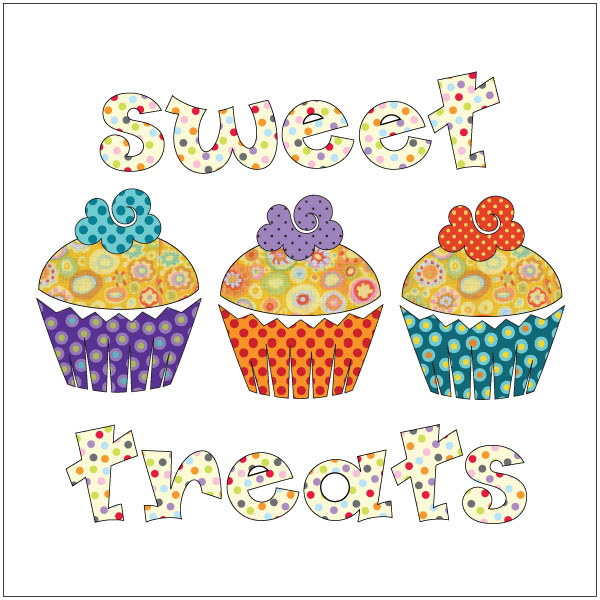 Sweet Treats - Cupcake Panel - Applique